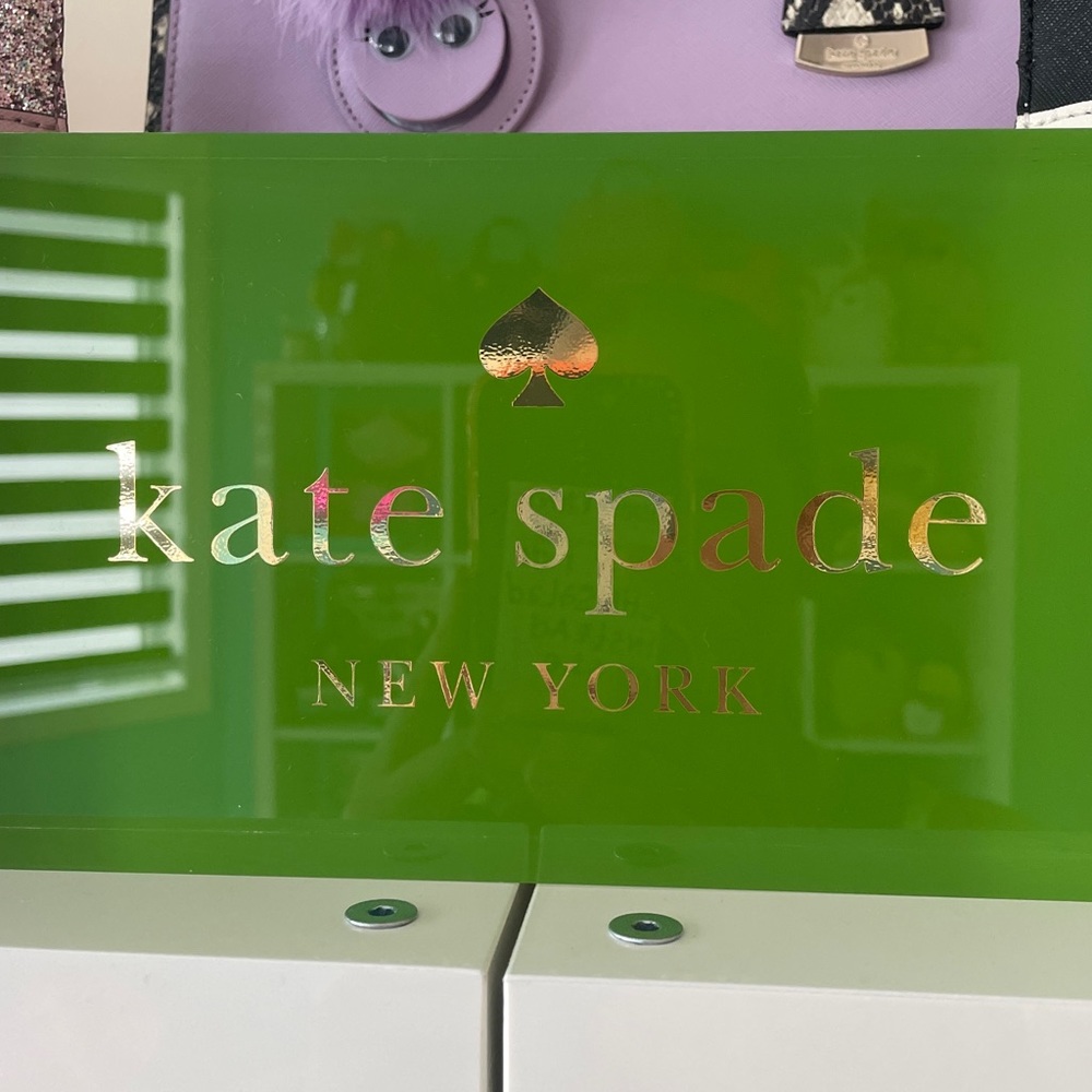 NIB Kate Spade acrylic logo display block